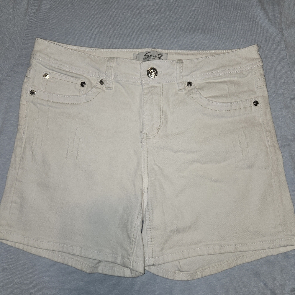 Seven7 Distressed White Jean Denim Shorts